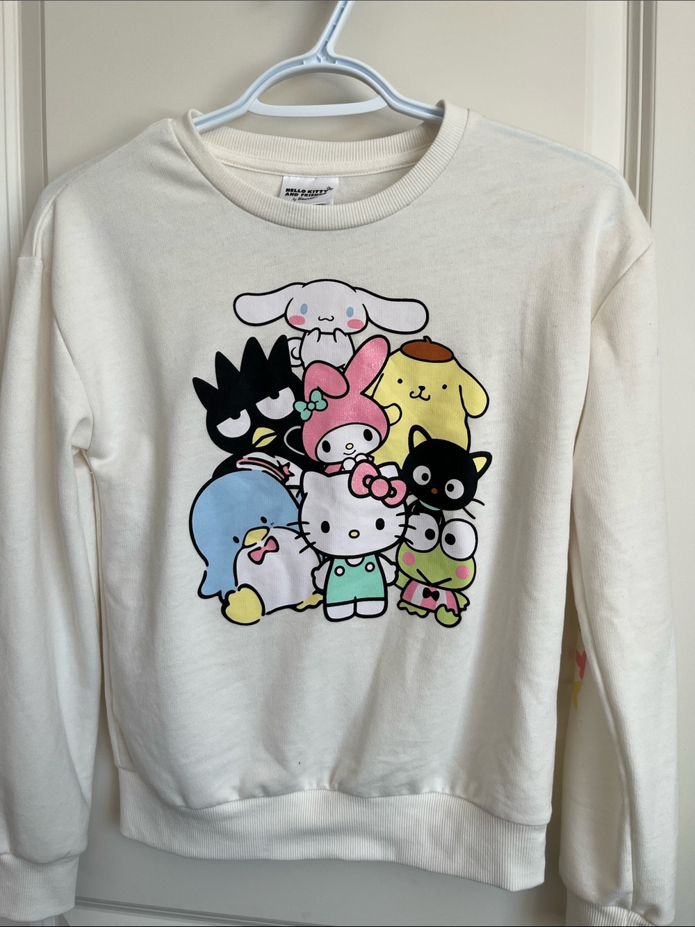 Sanrio Cream Sweatshirt with Hello Kitty & Friends Pastel Graphic